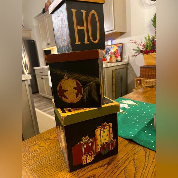 Three wooden Christmas boxes - Picture 1 of 3